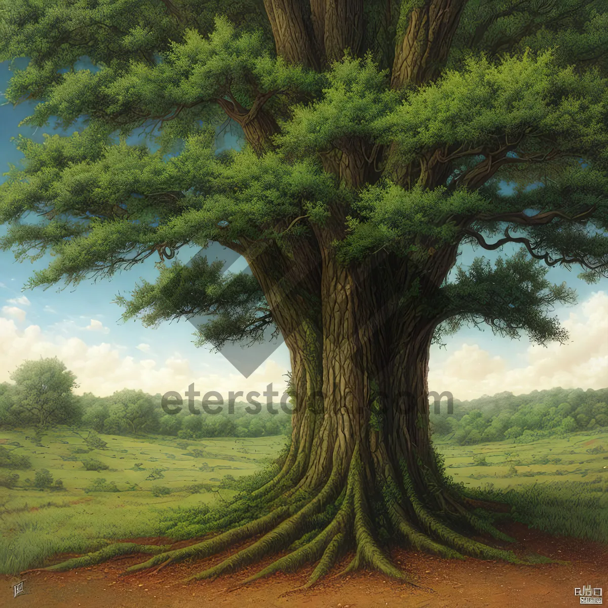 Picture of Scenic Woodland Landscape with Oak Trees