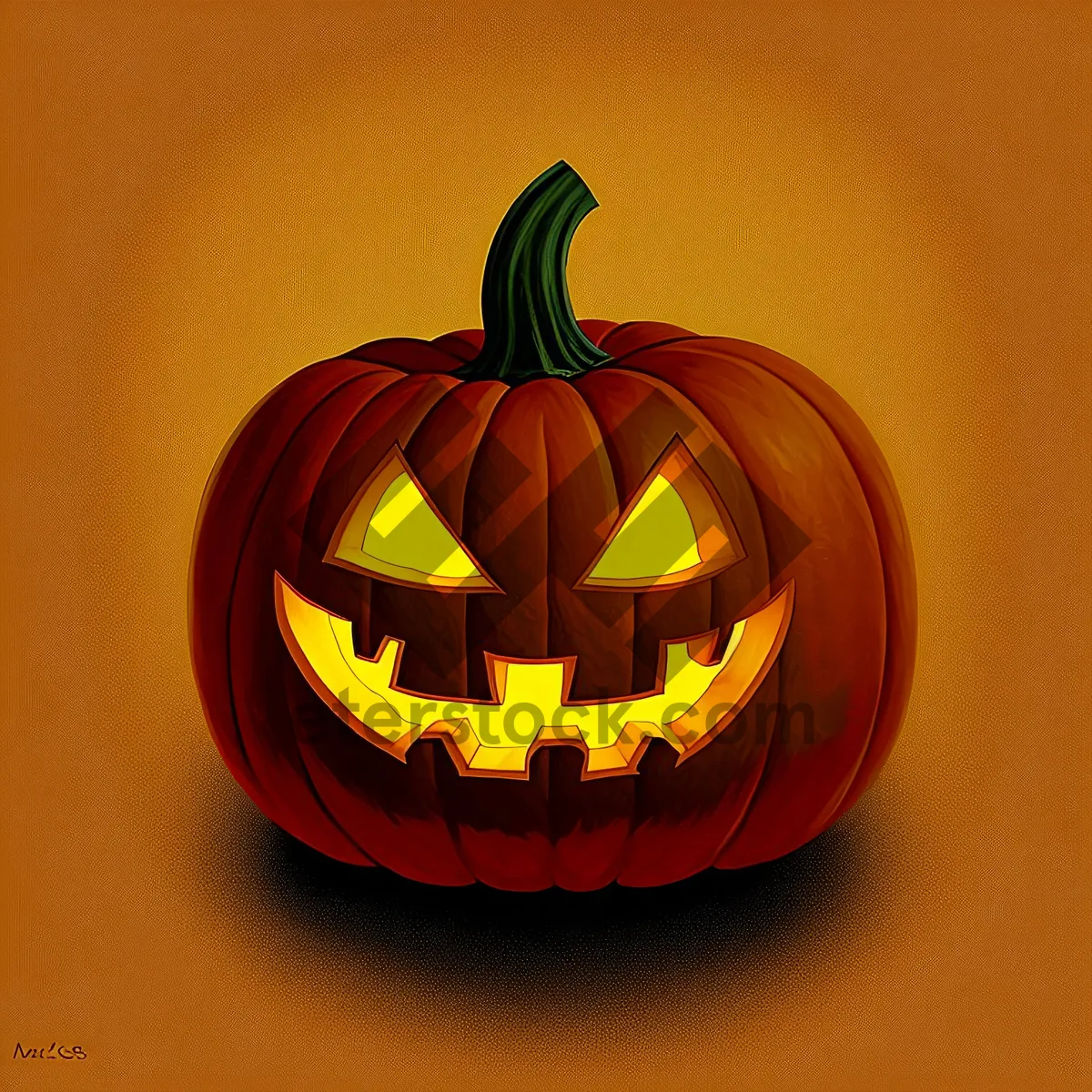 Picture of Festive Jack-O'-Lantern Smiling in the Night