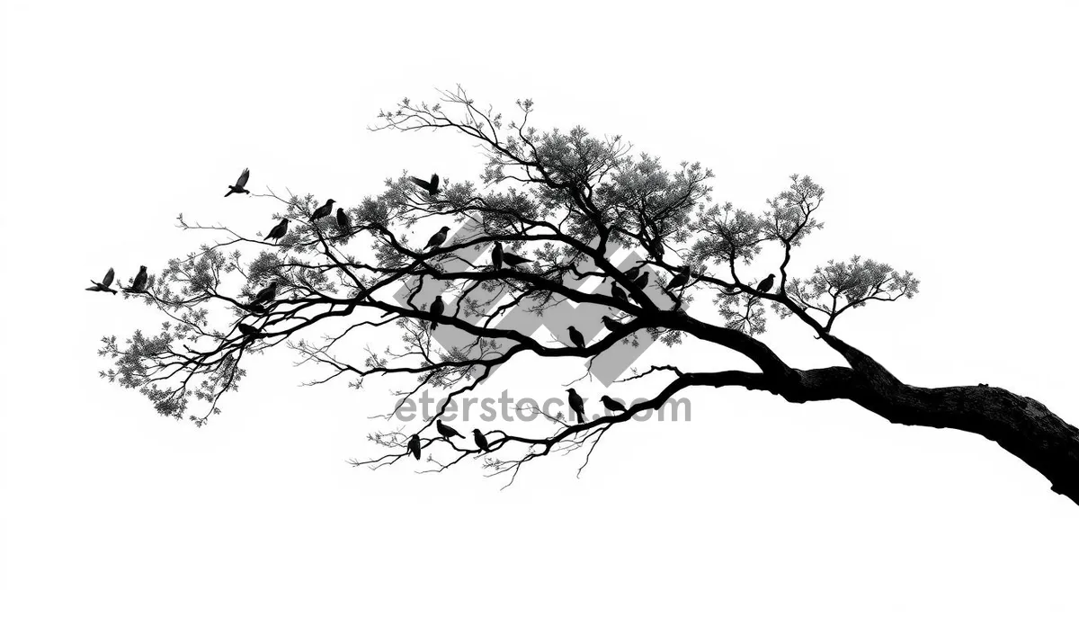 Picture of Silhouette of Oak Tree Branches Against Spring Sky