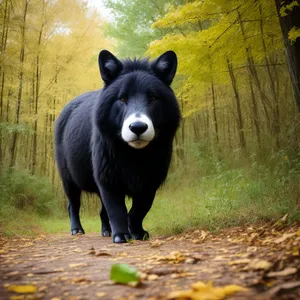 Wild Brown Bear Grazing in Meadow