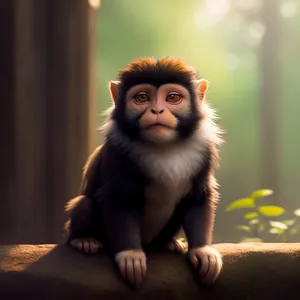 Wild Macaque Monkey in Primate Jungle Habitat