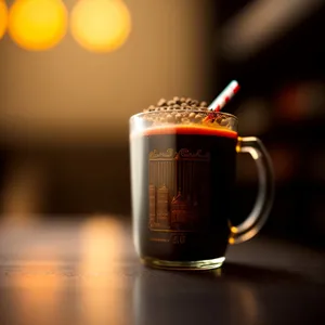 Hot Espresso in Coffee Mug on Restaurant Table