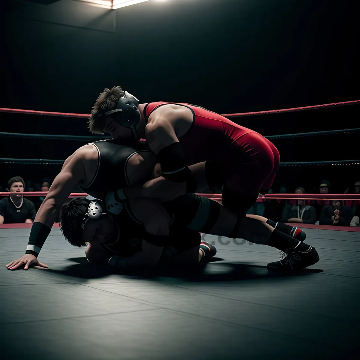 Picture of Dynamic Wrestling Match on Sports Mat