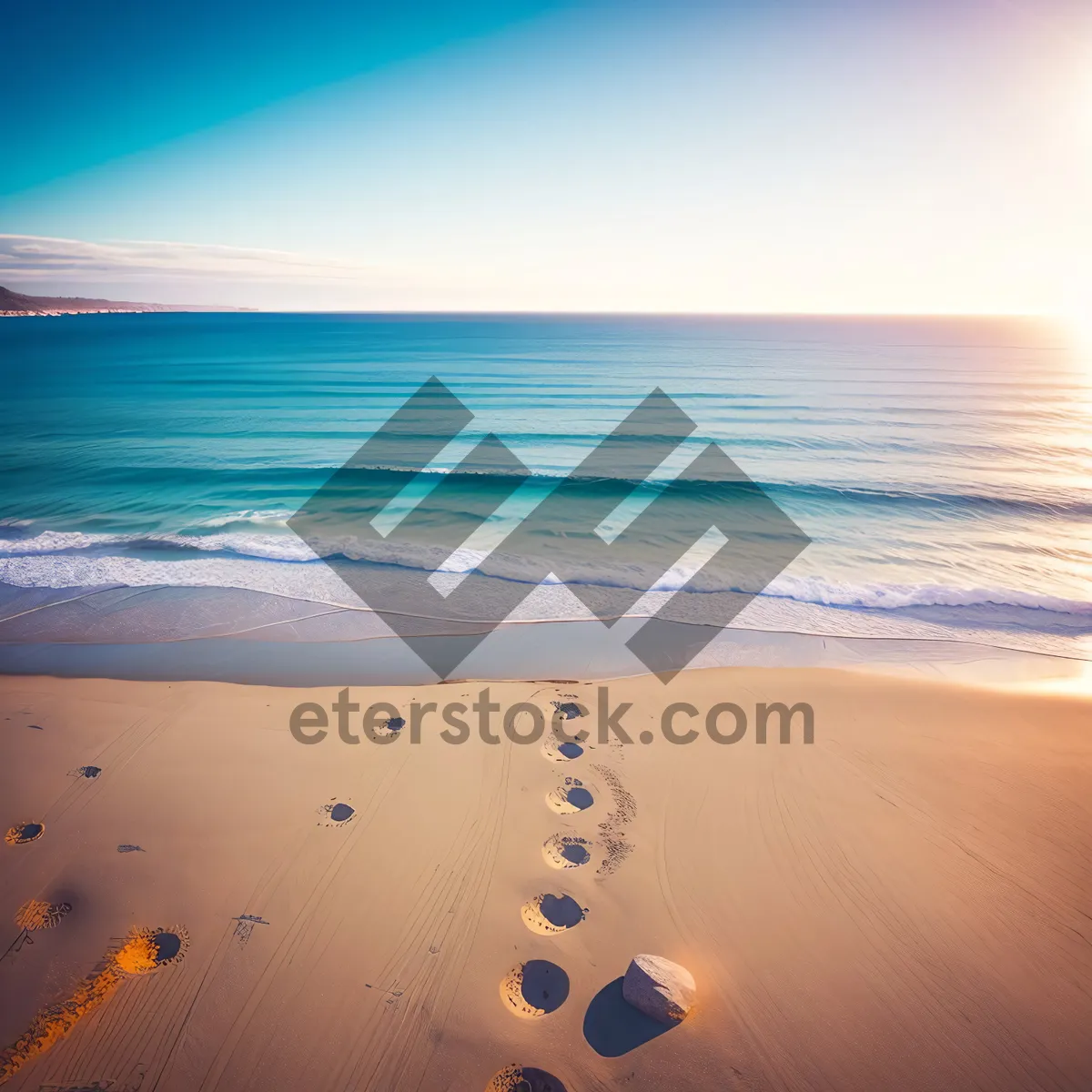 Picture of Turquoise Bliss: Serene Beachscape Under Sunlit Sky