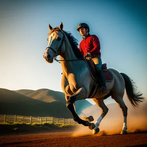 Stallion Cowboy Riding in Equestrian Competition