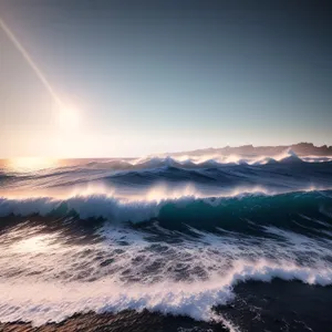 Golden Horizon: Majestic Sunset Over the Ocean