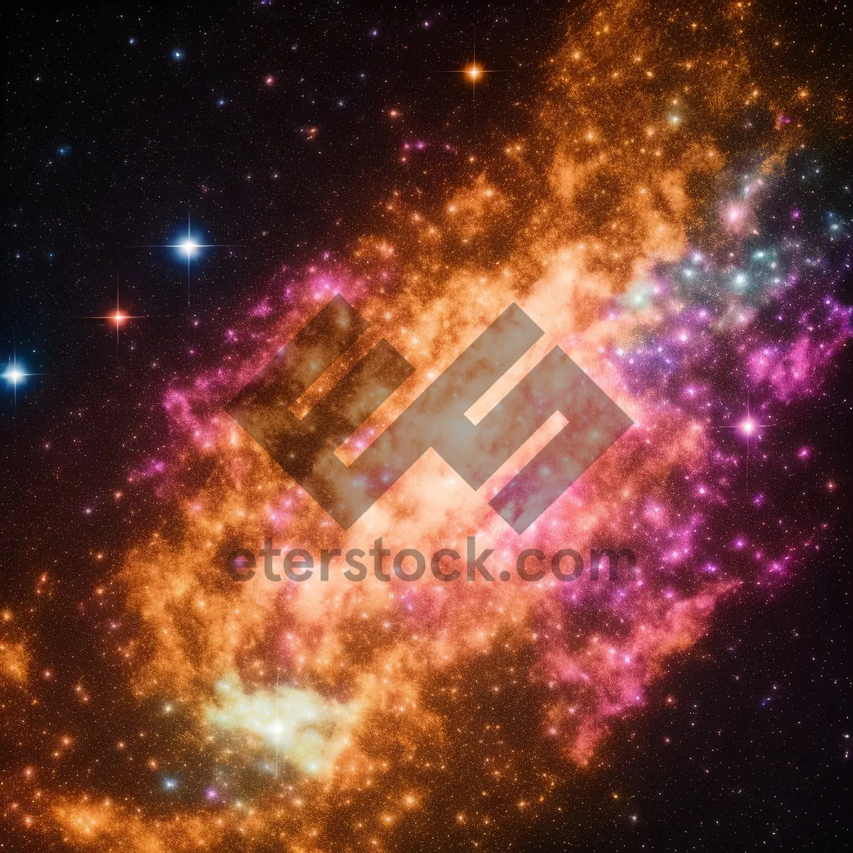 Picture of Starry Galaxy in Dark Space with Celestial Body Glow