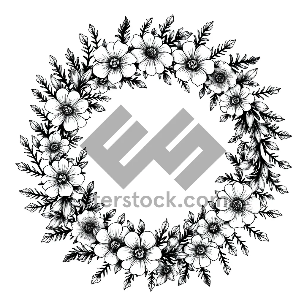 Picture of Winter snowflake decoration with floral motif ornament frame.