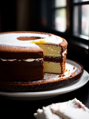 Delicious Chocolate Cake Slice with Cream