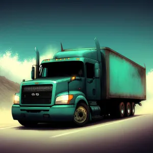 Highway Haul: Fast-paced trucking transportation on a busy road.