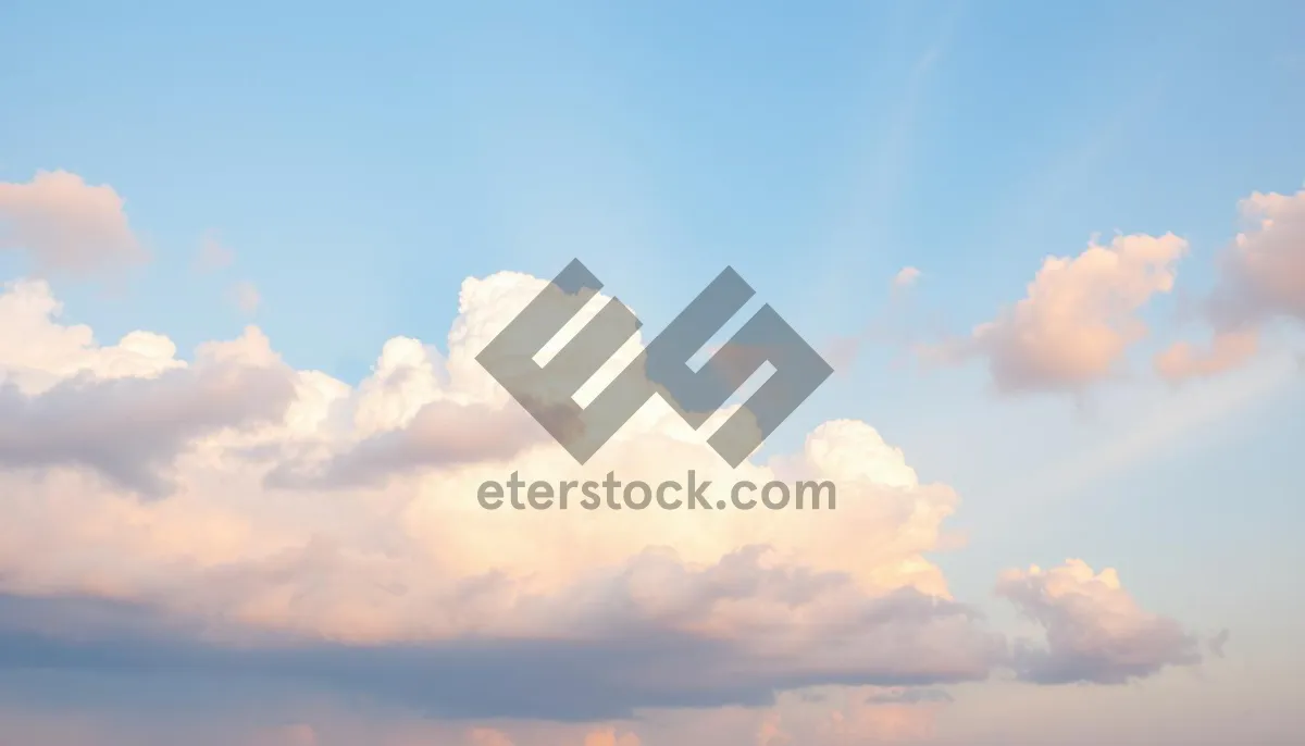 Picture of Bright summer sky landscape with fluffy clouds.