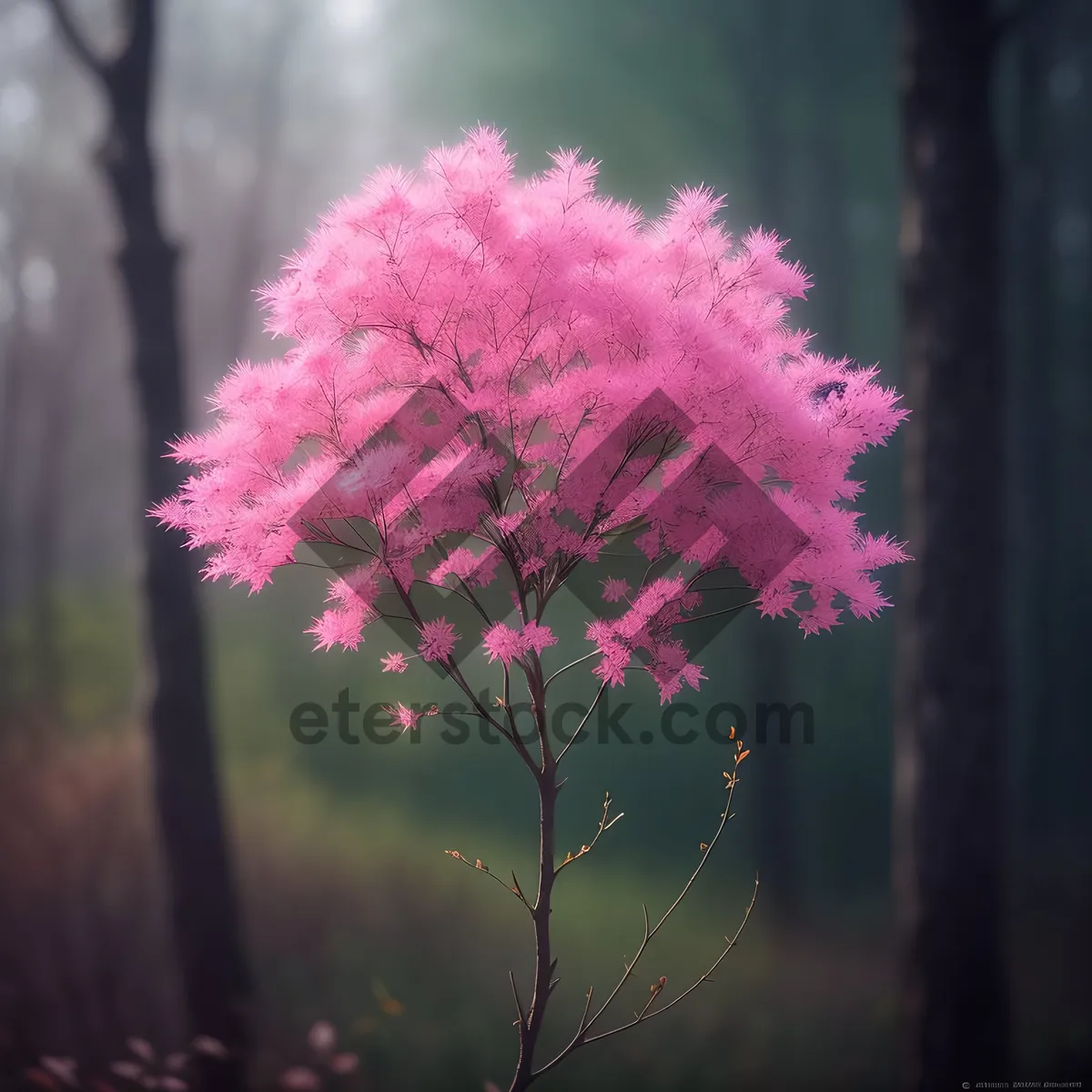 Picture of Vibrant Pink Spirea Blossom in Spring Garden