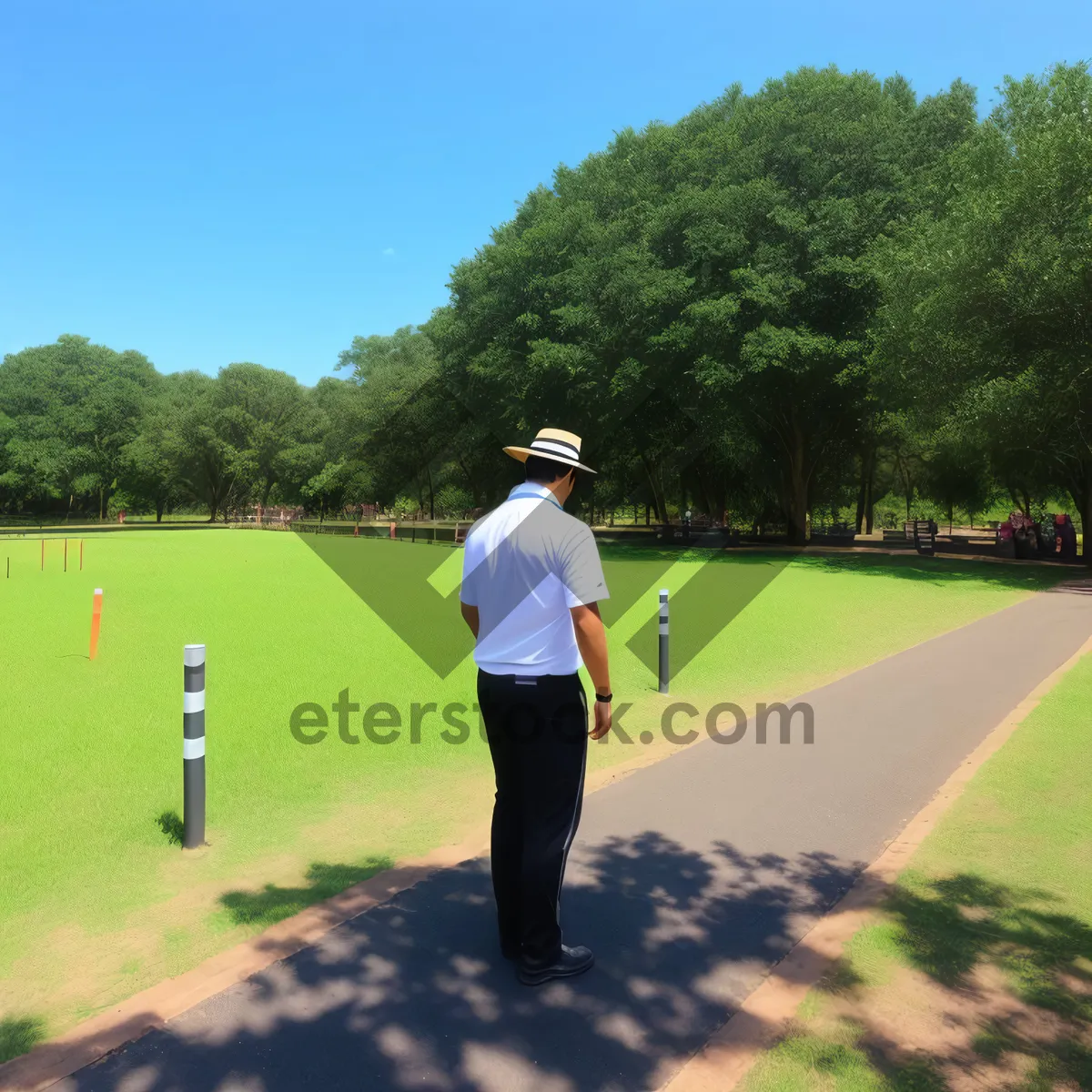 Picture of Golf Swing on Green Fairway