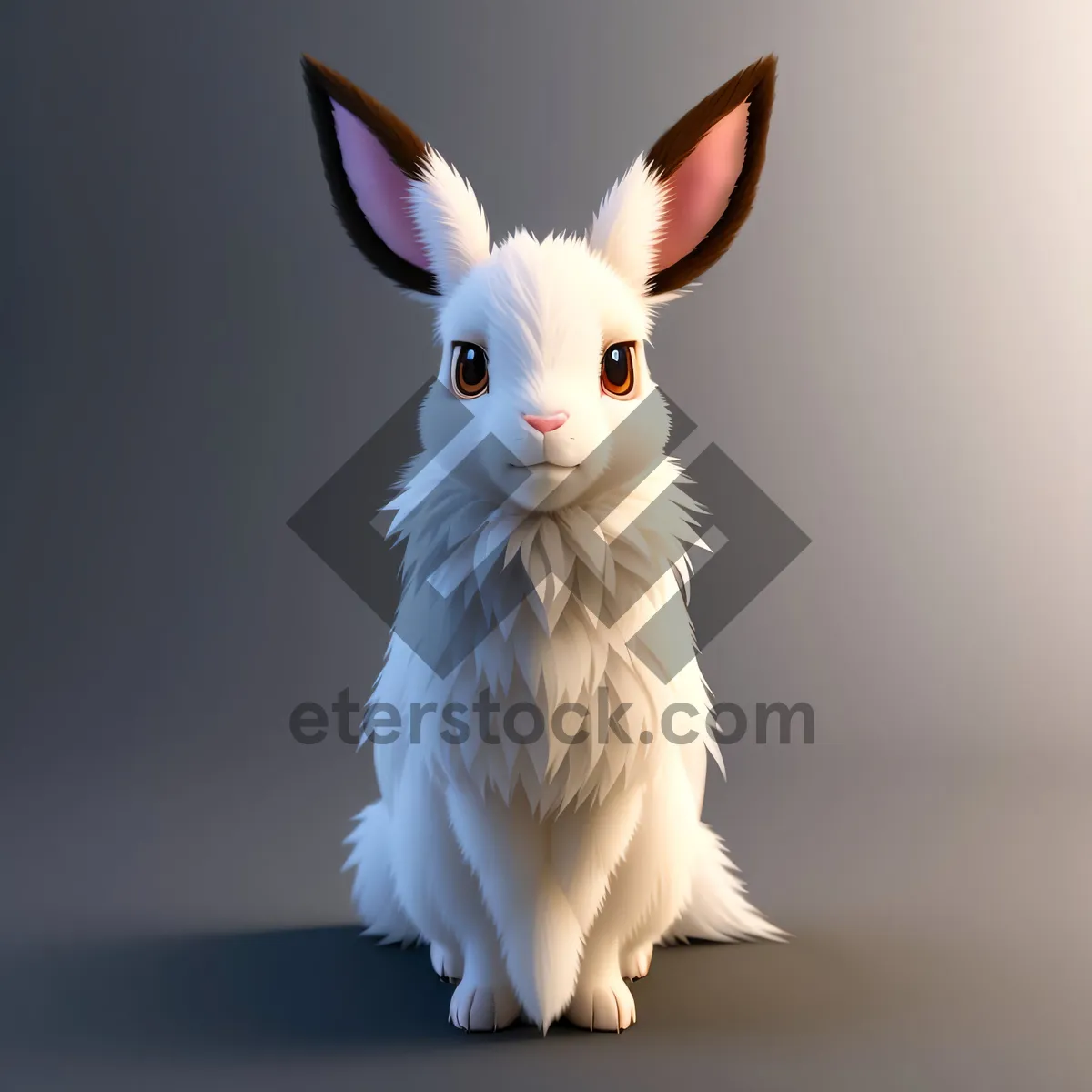 Picture of Furry Bunny with Soft Ears, Sitting and Looking Cute