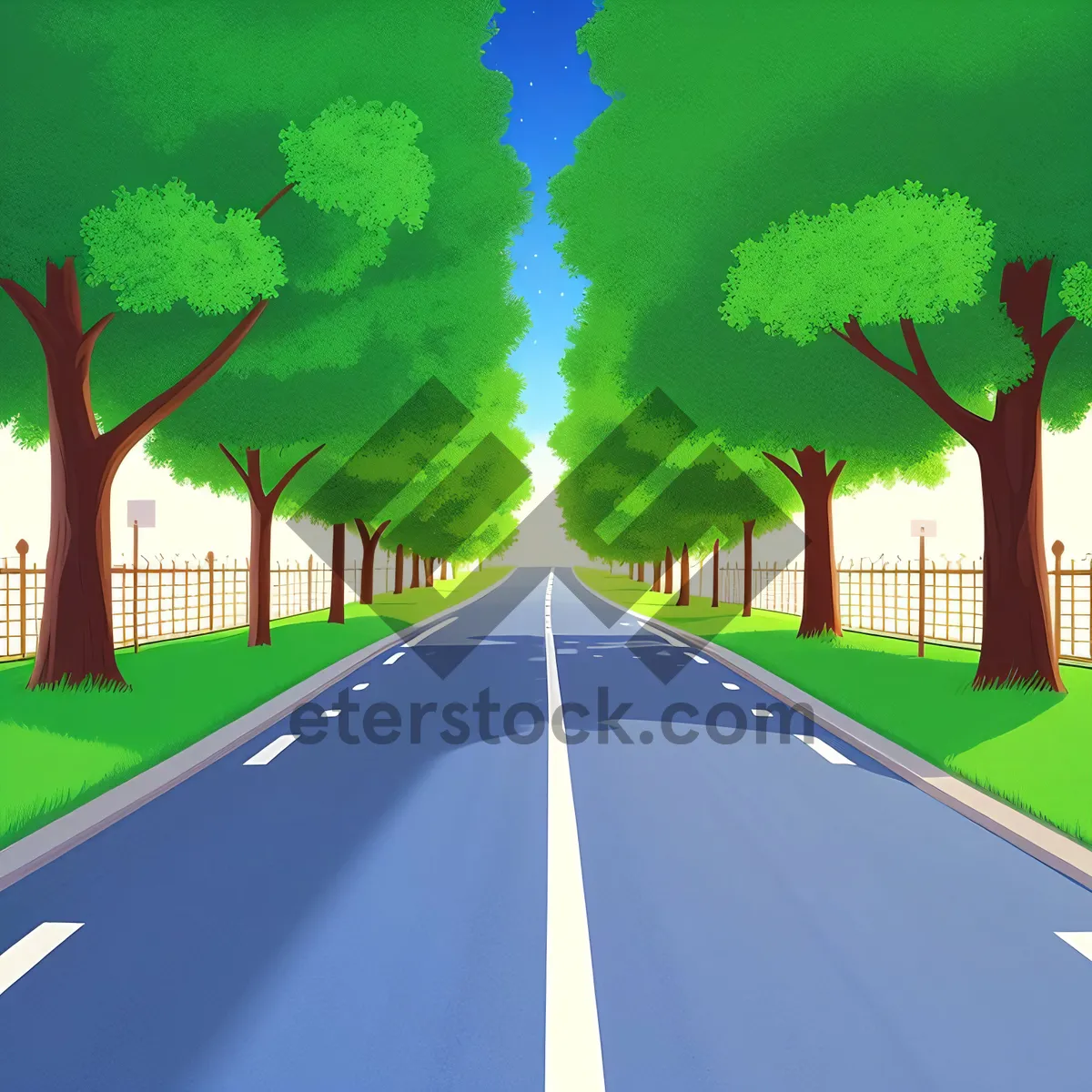 Picture of Idyllic Summer Landscape with Green Meadow and Cloudy Sky