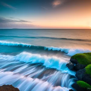 Idyllic Tropical Sunset over Turquoise Water