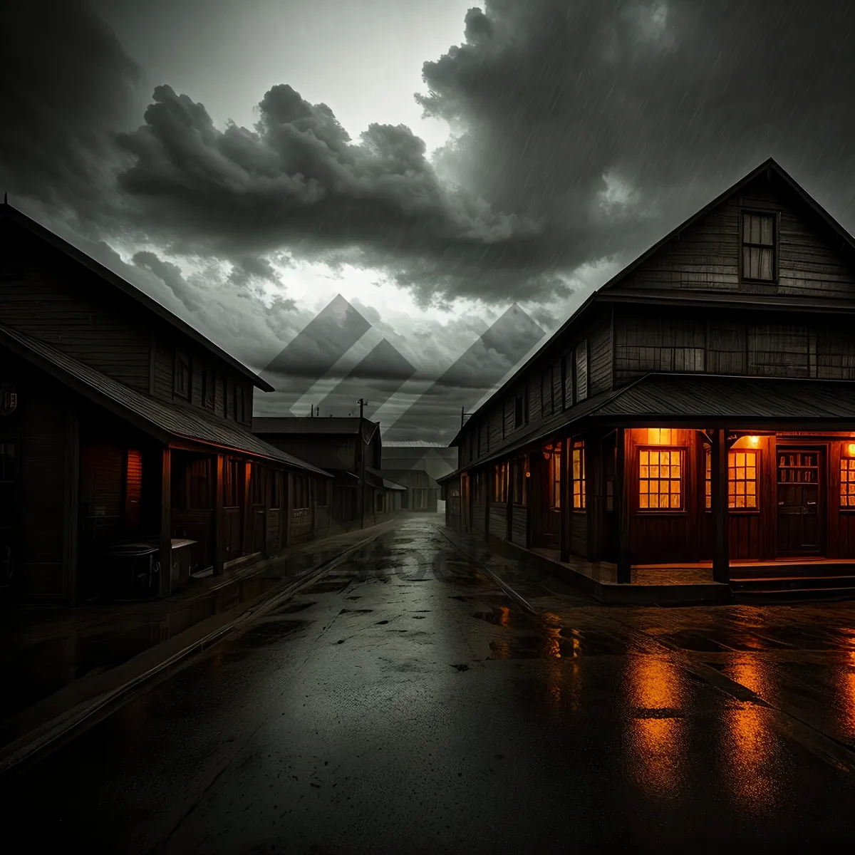 Picture of Riverside Boathouse Under City Lights