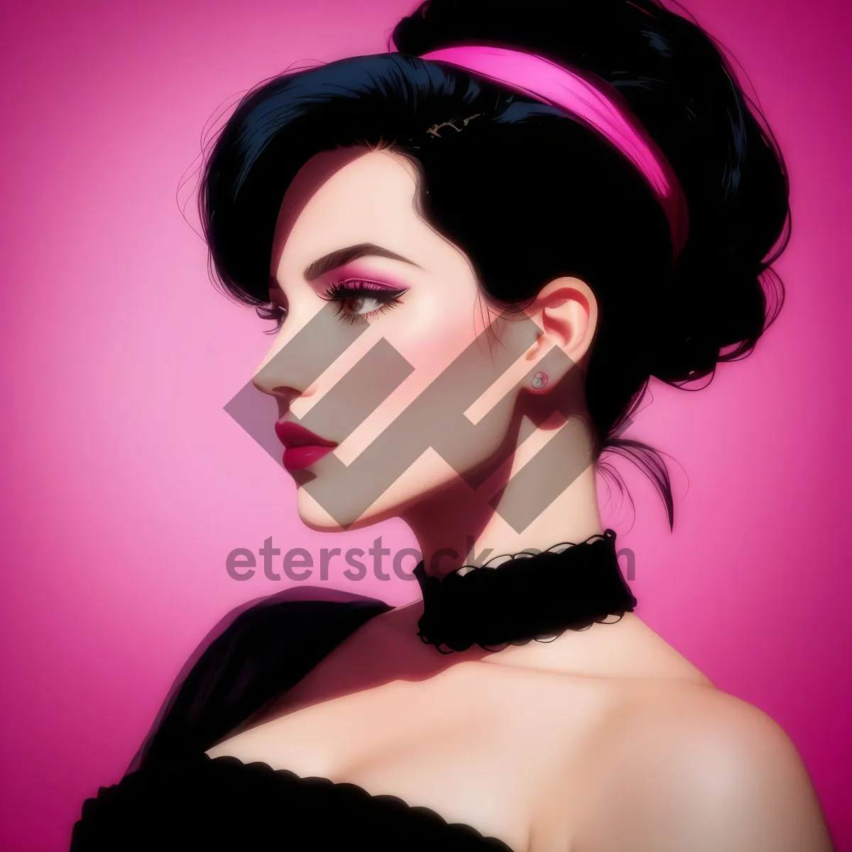 Picture of Seductive brunette model with attractive makeup poses in studio.
