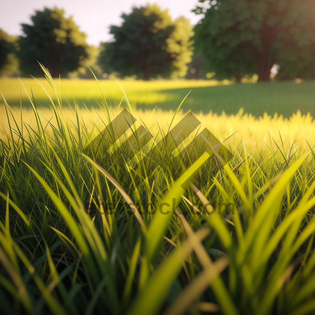 Picture of Golden Wheat Field Under a Clear Blue Sky