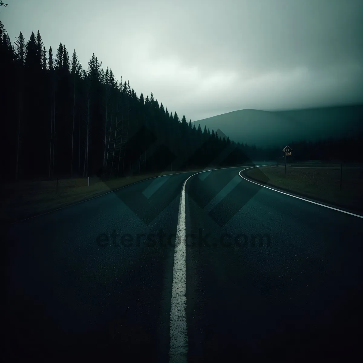 Picture of Speeding through scenic mountain landscapes on an empty freeway