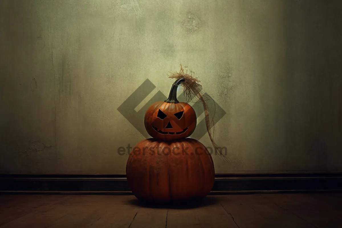 Picture of Jack-o'-lantern pumpkin decoration for Halloween.