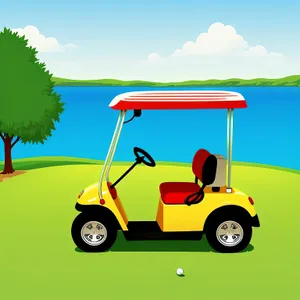 Cartoon Golfer at Golf Course