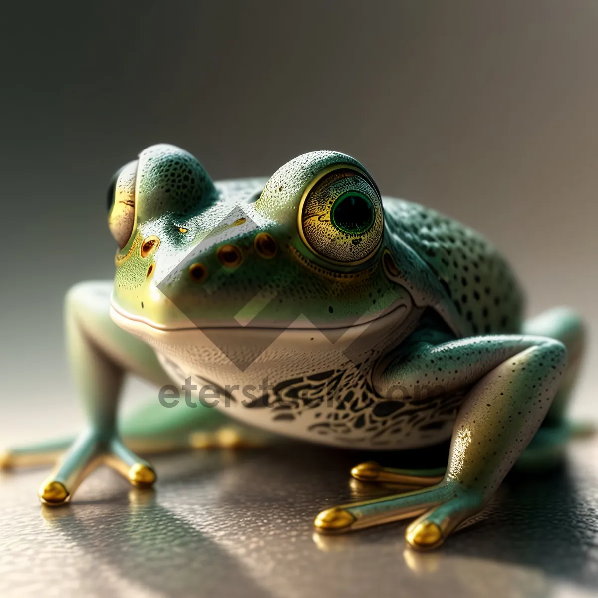 Picture of Vibrant-eyed Tree Frog Peeping from Leaves