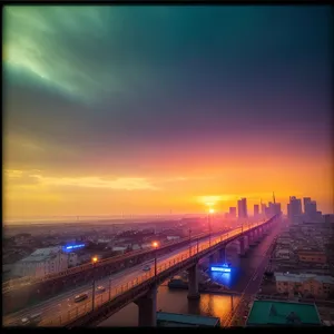 Urban Twilight Skyline by the Water