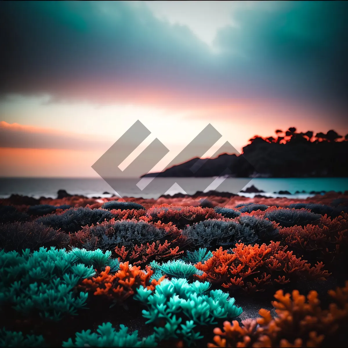Picture of Sunset Over Serene Seascape - Tranquil Summer Evening