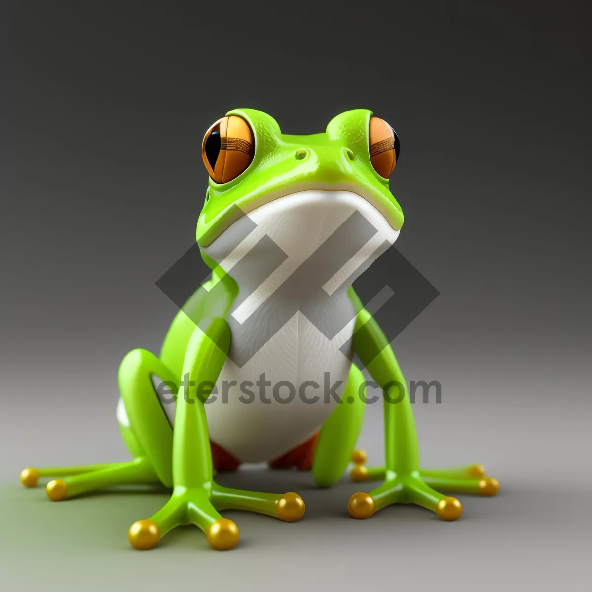 Picture of Colorful Cartoon Frog with Big Red Eyes in Forest Habitat