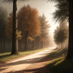 Autumn Reflections: Scenic Mirror on Rural Road