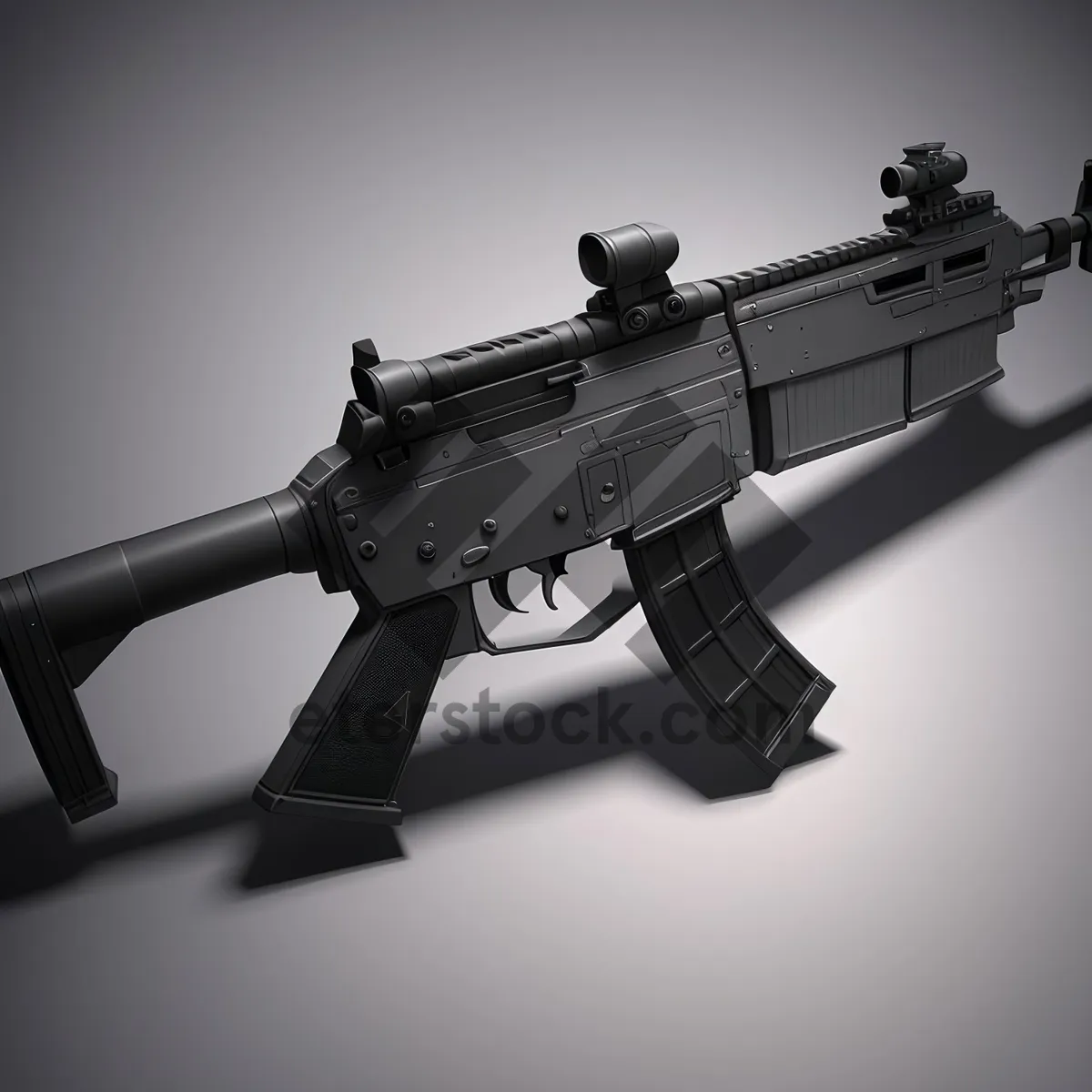 Picture of Assault Rifle in Action: Powerful Military Firearm