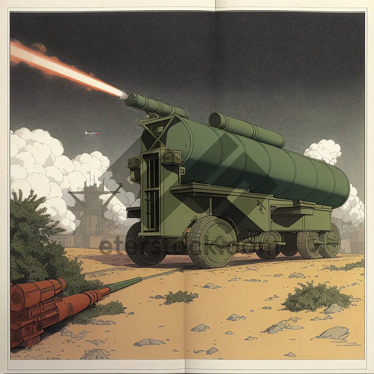 Picture of Sky-bound Military Cannon in Action