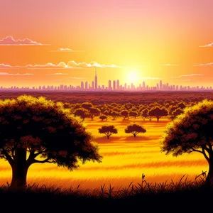 Radiant Sunset Over Serene Savanna