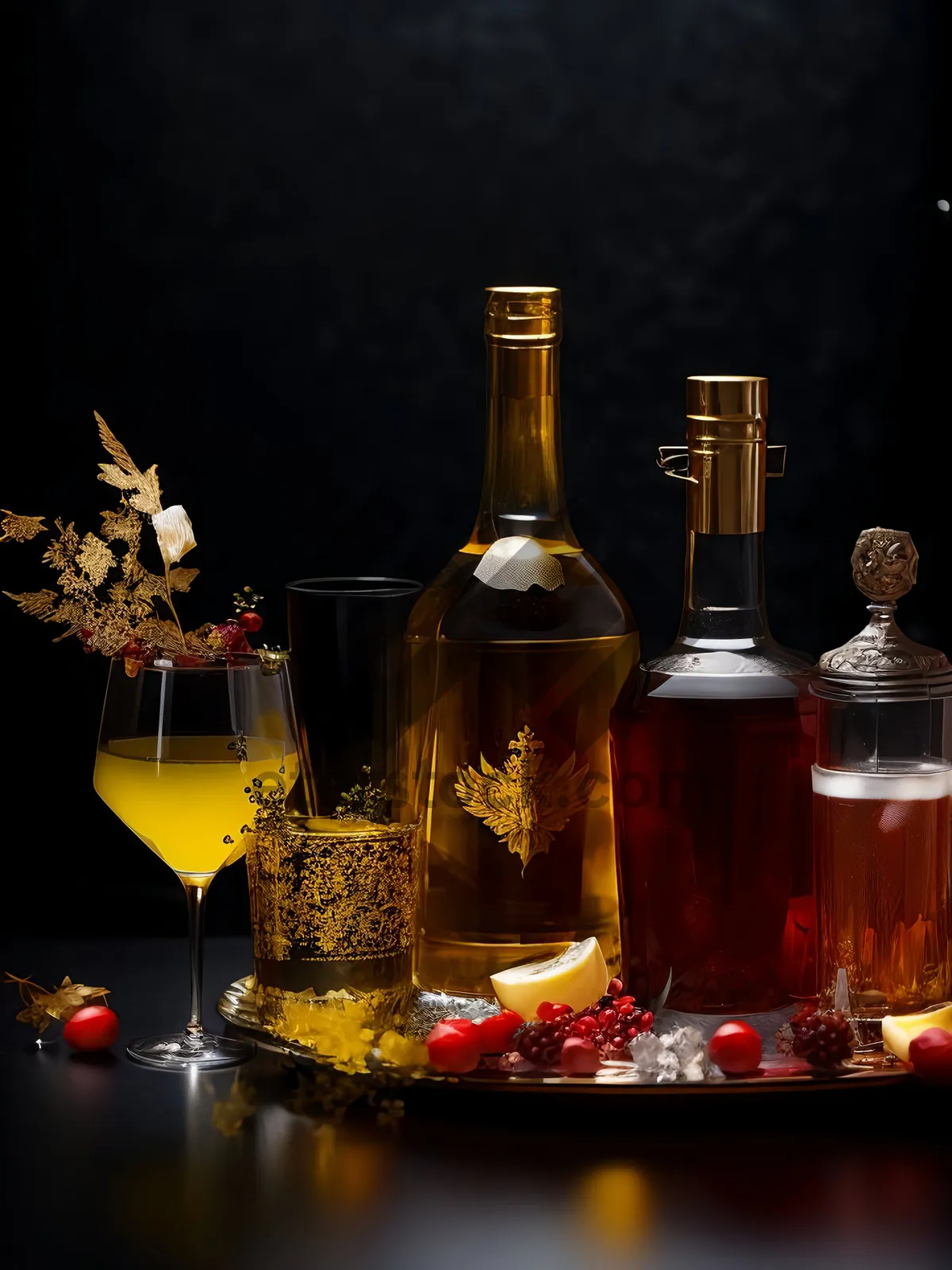 Picture of Glamorous Champagne Bottle on Party Table