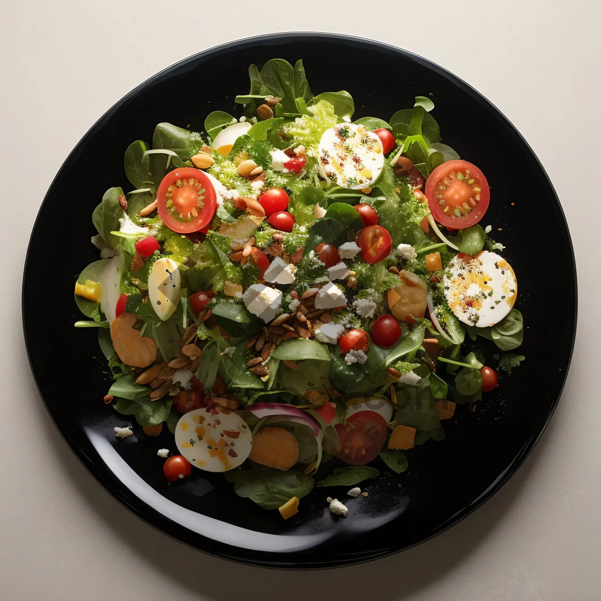 Picture of Delicious Gourmet Salad with Fresh Vegetables and Cheese
