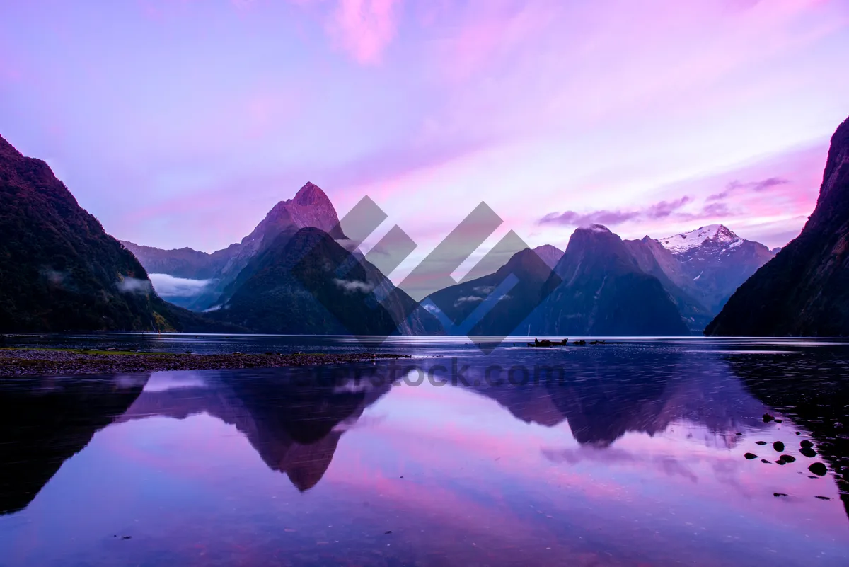 Picture of Snowy Sunset Over National Park Mountain Range.