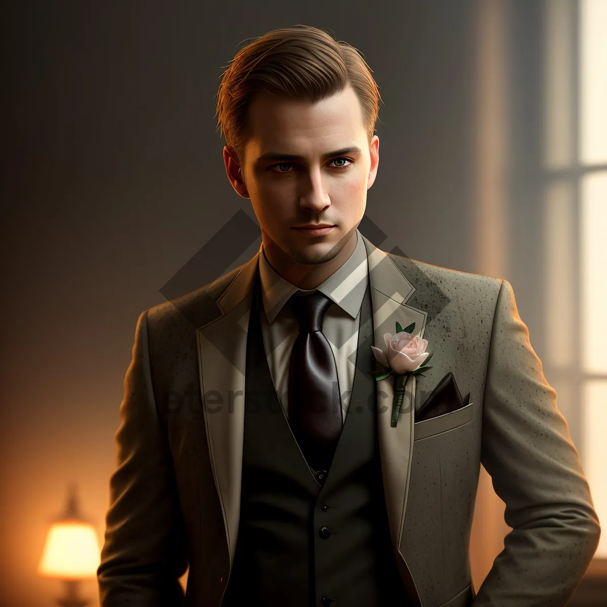 Picture of Successful Businessman in Elegant Suit