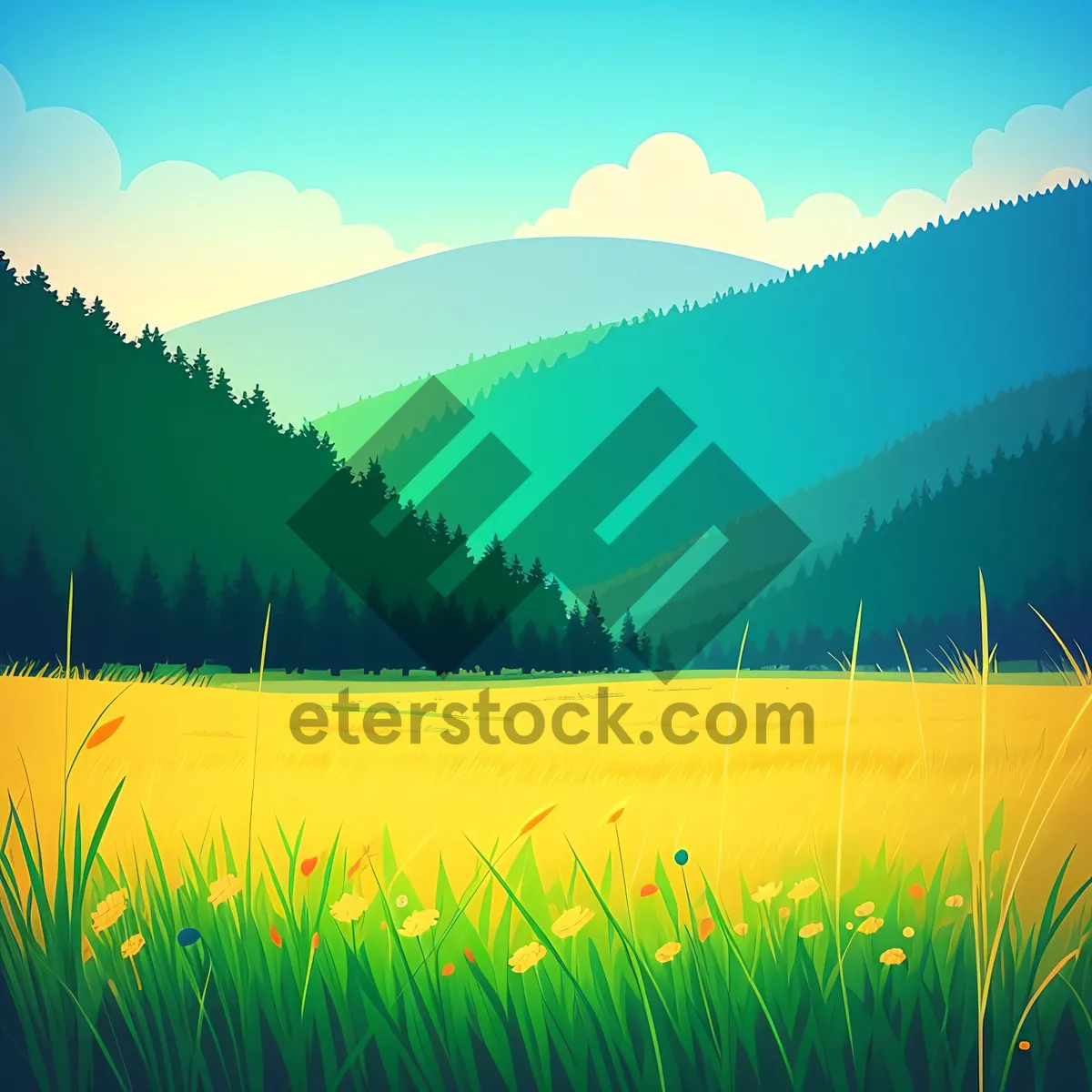 Picture of Vibrant Summer Meadow Under Blue Skies