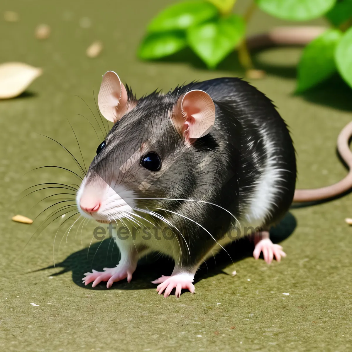 Picture of Fluffy Gray Mouse with Cute Whiskers