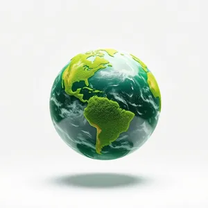 3D globe with continents and ocean.