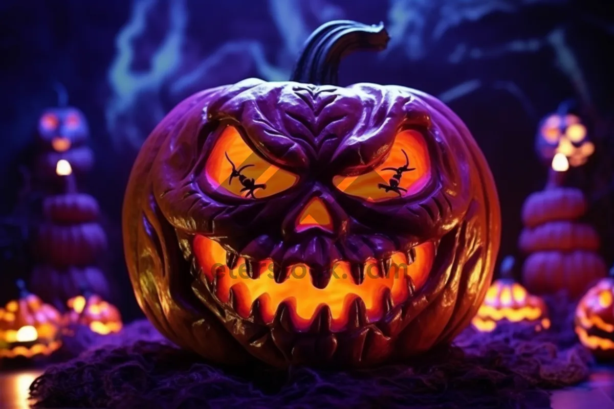 Picture of Jack-O'-Lantern in the Dark Night