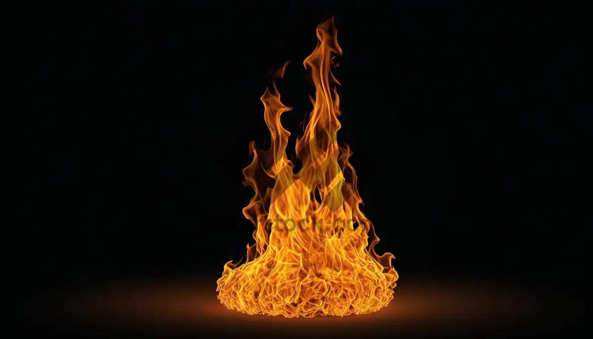 Picture of Fiery Orange Blaze in Fireplace - Close-Up Shot.