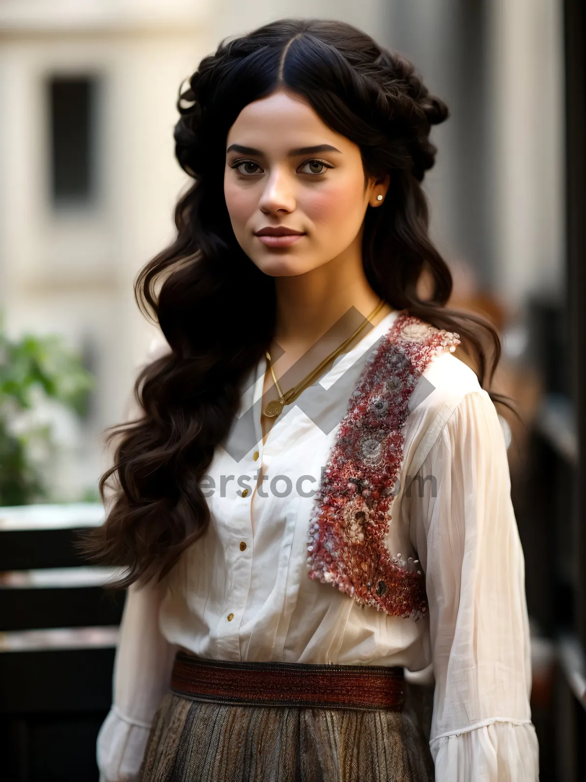 Picture of Smiling brunette fashion model with attractive expression