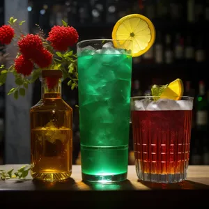 Yellow Cocktail Shaker with Ice and Beer Glass