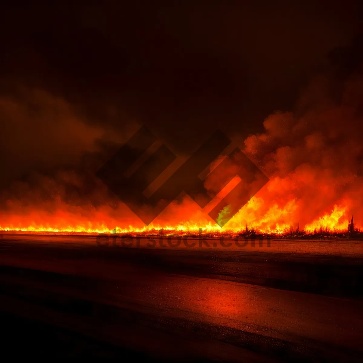 Picture of Fiery sunset over the sparkling ocean