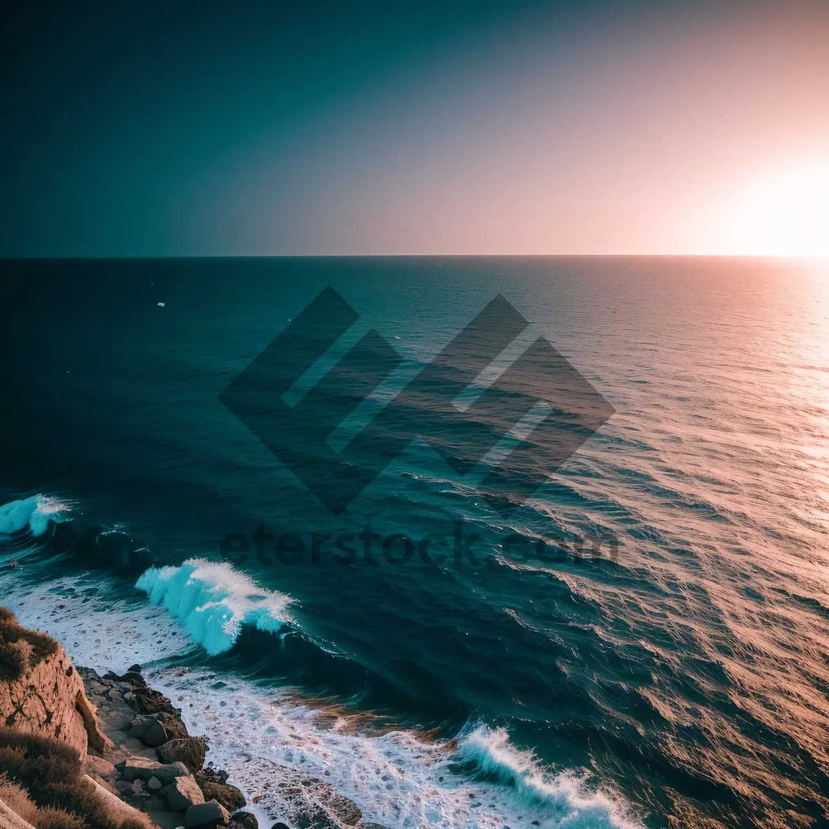Picture of Serenity by the Shore: Beach Bliss Under Sunset Skies
