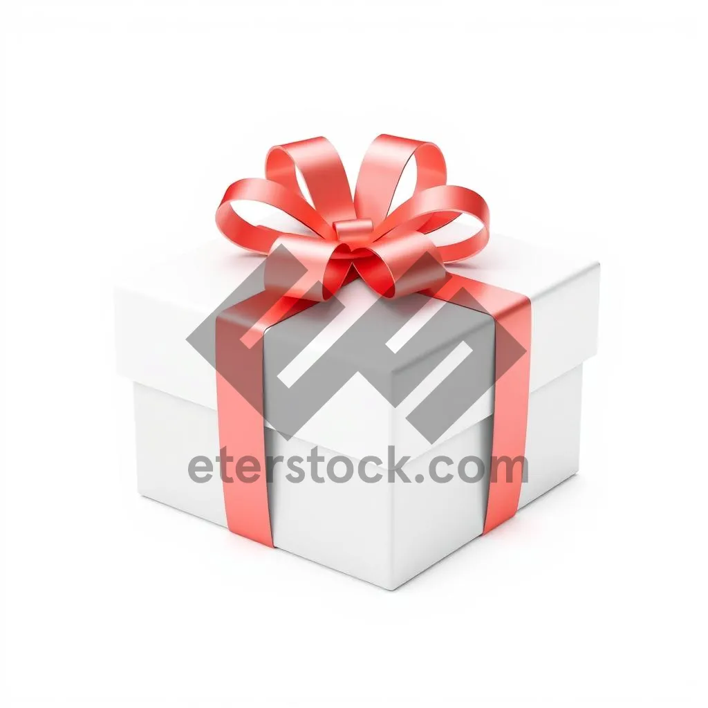 Picture of Festive Gift Box with Silk Bow and Ribbon