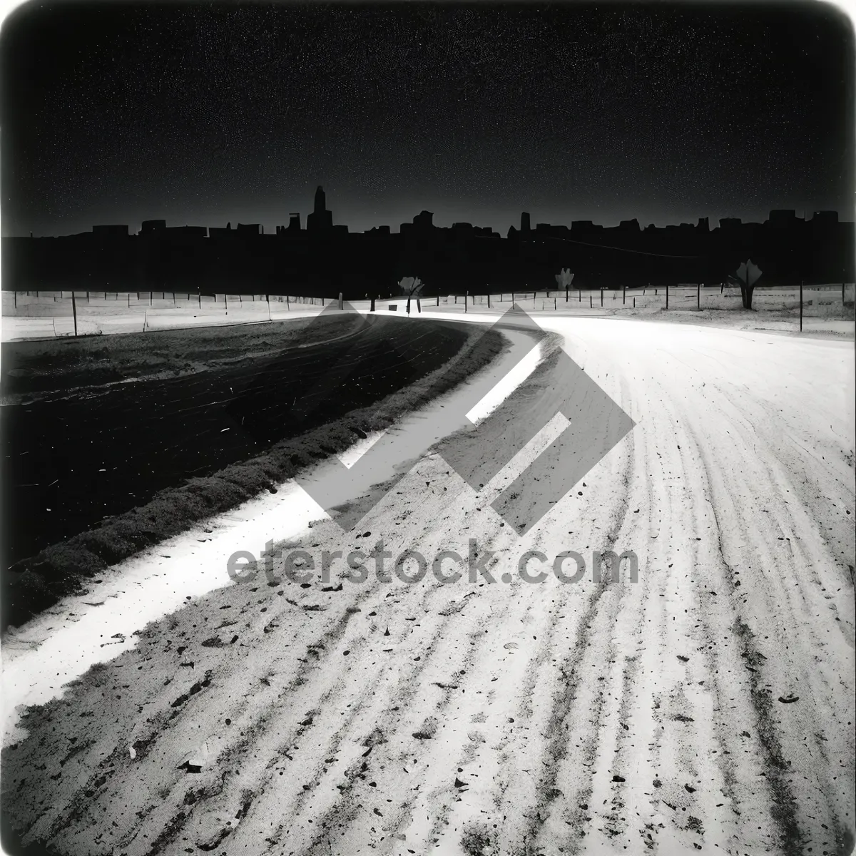 Picture of Snowy Expressway: Majestic Skyline and Open Road