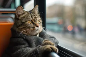 Adorable tabby cat with fluffy fur and whiskers